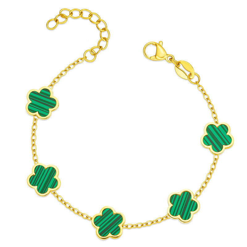 Green Gum Flower Gold Bracelet
