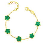 Green Gum Flower Gold Bracelet