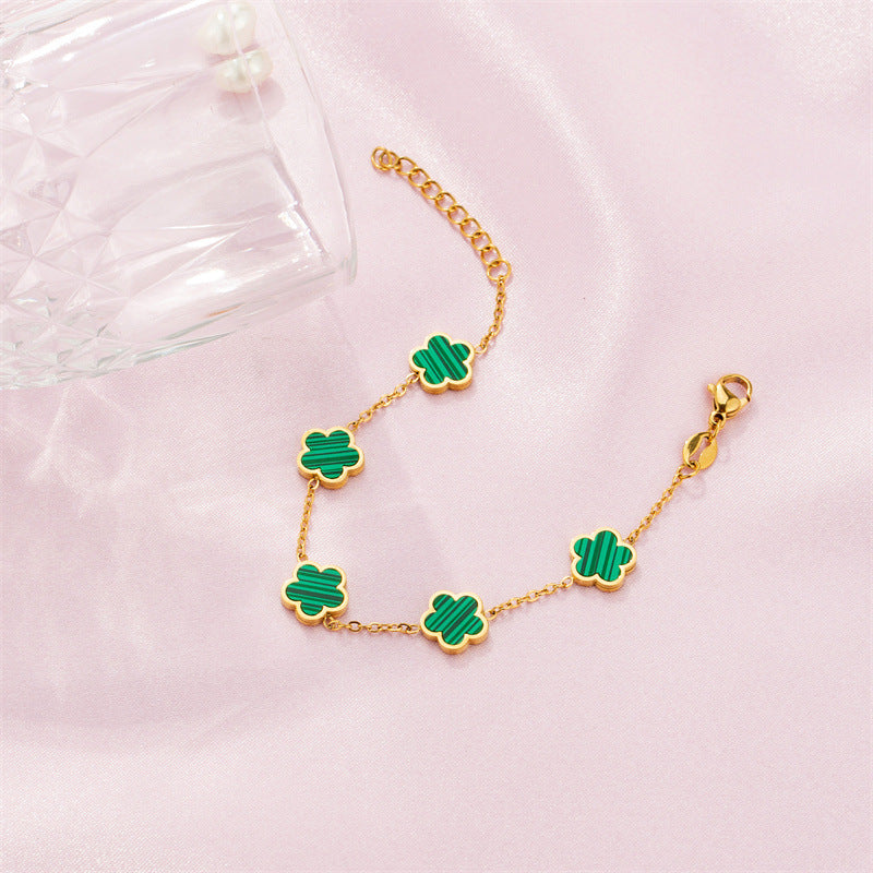 Green Gum Flower Gold Bracelet