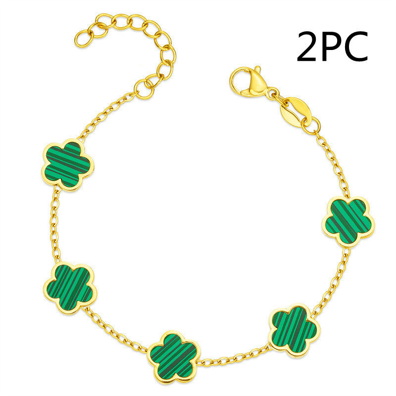 Green Gum Flower Gold Bracelet