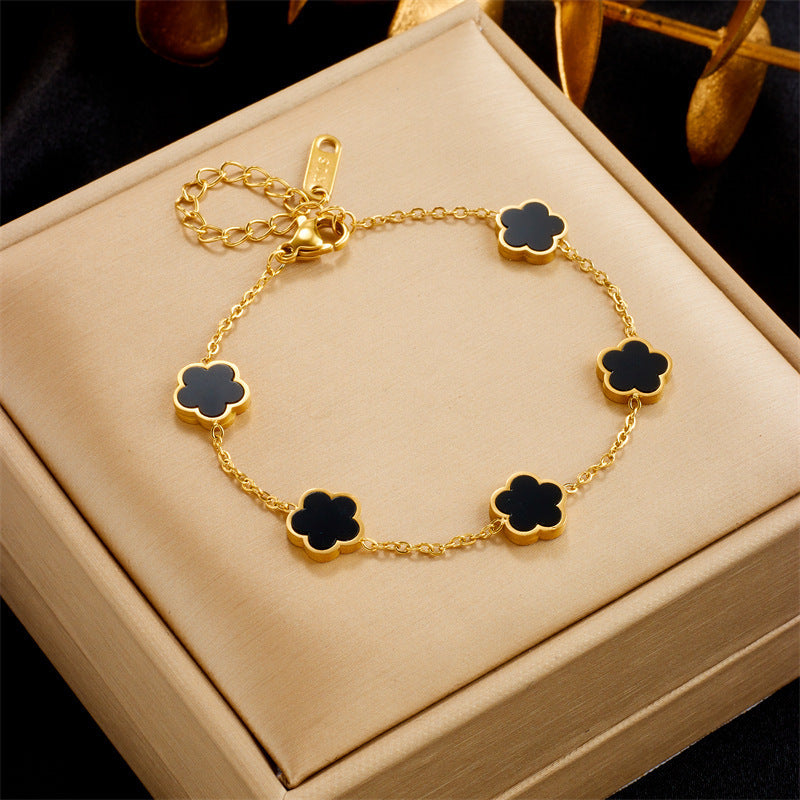 Green Gum Flower Gold Bracelet