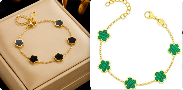 Green Gum Flower Gold Bracelet