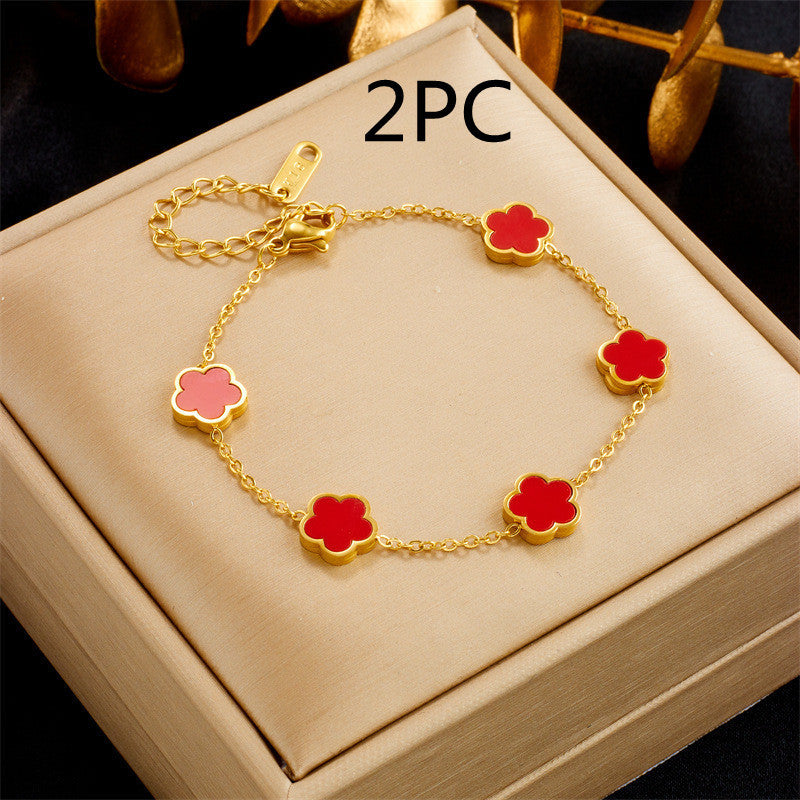Green Gum Flower Gold Bracelet