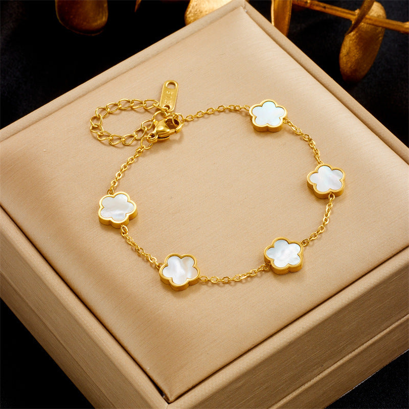 Green Gum Flower Gold Bracelet