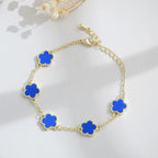 Real Gold Plated Five Petal Flower Bracelet For Women